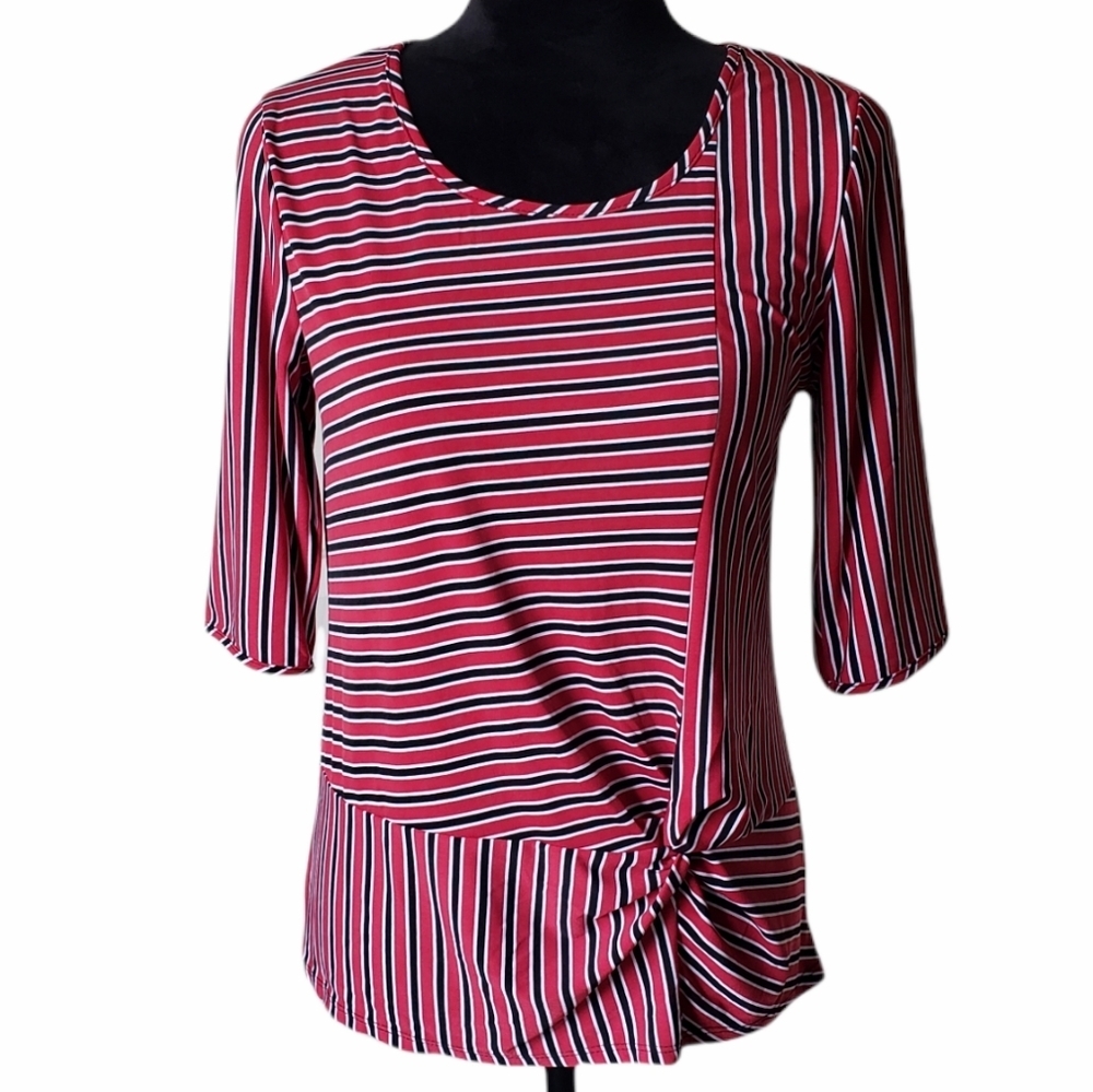 Striped Twist Front Top